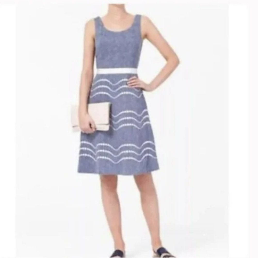 Boden Blue and White Wave Pattern Midi Dress